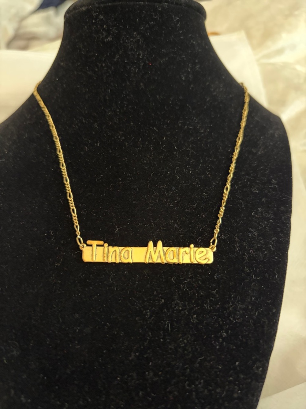 Yellow gold 14k plated Personalized "Tina Marie" Nameplate Necklace - Gold